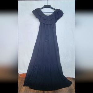Floor Length Black Cotton Dress